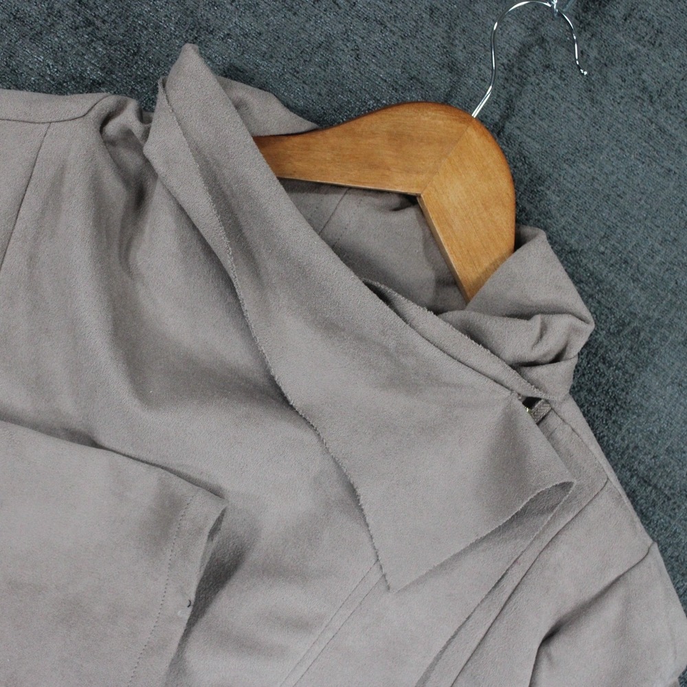Umgee USA Womens Taupe Faux Suede Asymmetrical Zip Moto Jacket Size M H2309
